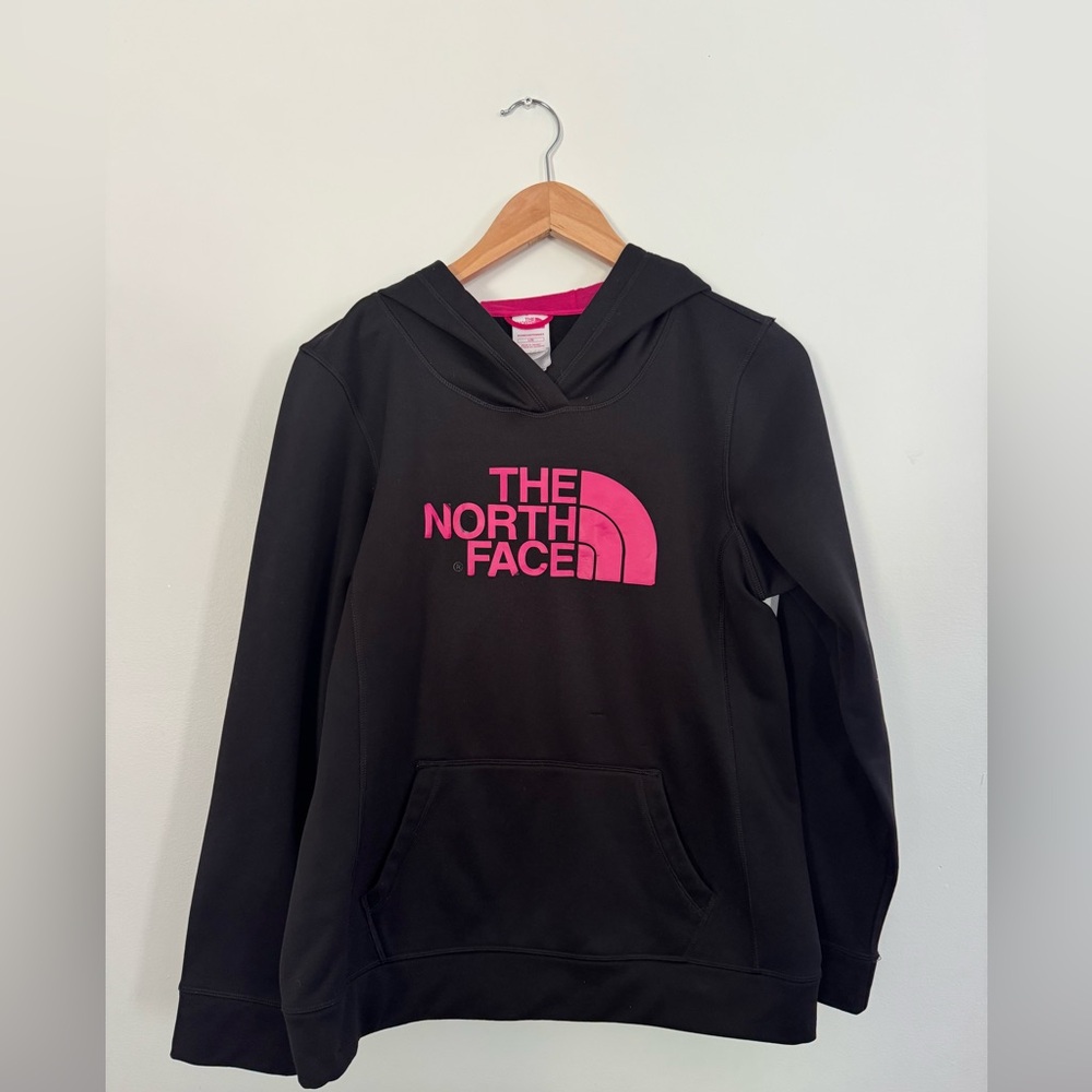 The North Face Black Hoodie with Hot Pink Logo